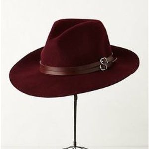 Anthropologie 100% wool burgundy rancher x